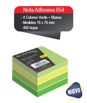 NOTA ADH. 654 76X76 MM 450HJ 4COL.VERDE