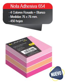 NOTA ADH. 654 76X76 MM 450HJ 4COL.ROSADO