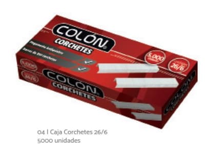CAJA CORCHETES COLON 26/6 5.000 BARRA ENTERA