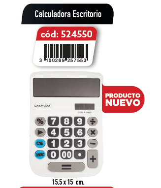 CALCULADORA ESCRITORIO 10 DIG.BLANCA PILA Y SOLAR DATACOM