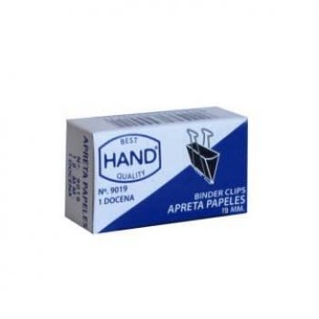 UN APRETA PAPEL DOBLE.NEGRO.T.19 MM.HAND