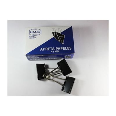 UN APRETA PAPEL DOBLE.NEGRO.T.41 MM.HAND