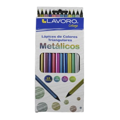 LAPICES DE COLORES 12 LARGO TRIANGULAR COLORES METALICOS lavoro
