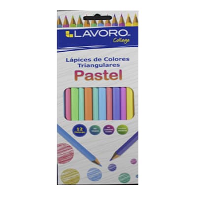 LAPICES DE COLORES 12 LARGO TRIANGULAR COLORES PASTEL