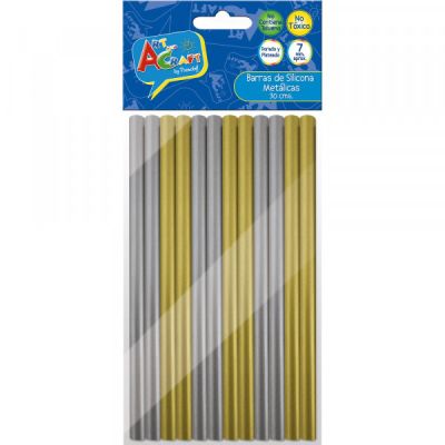 ADH. EN BARRA SILICONA 12 UN. DORADO/PLATEADO ART & CRAF
