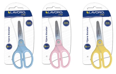 TIJERA ESCOLAR 5 1/2 COLORES PASTEL MANGO ERGONOMETRICO