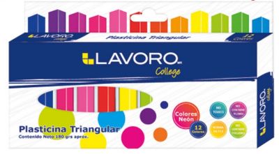 PLASTICINA TRIANGULAR 12 COL NEON