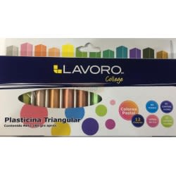 PLASTICINA TRIANGULAR 12 COL PASTEL