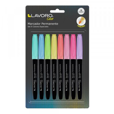 MARCADOR PERM. DESECH. SET 8 COL. ESPECIALES LAVORO