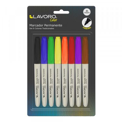 MARCADOR PERM. DESECH. SET 8 COL.TRADICIONALES LAVORO