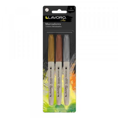 MARCADOR PERM. DESECH. SET 3 COL.METAL LAVORO