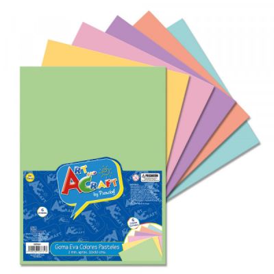 GOMA EVA COLORES PASTEL 6 PCS/BOLSA
