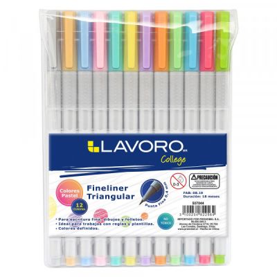 FINELINER TRIANGULAR 0.4MM COLORES PASTEL 12 COL