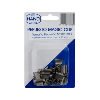 REPUESTO MAGIC-CLIP.13x3mm.PLATA.48u HAND