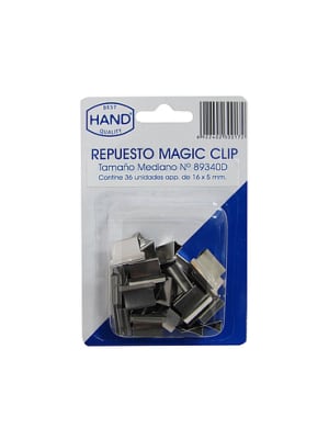 REPUESTO MAGIC-CLIP.16x5mm.PLATA.36u HAND