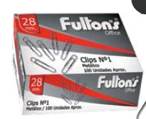 CLIP N°1 RED. Cromado 28MM CJA. 100 UN. FULTONS