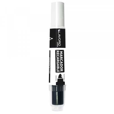 MARCADOR PIZARRA RECARGABLE PTA REDONDA NEGRO LAVORO