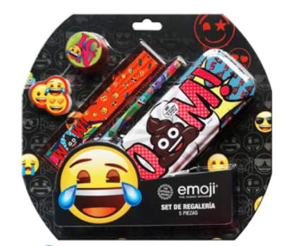 SET ESCOLAR 5PCS REDONDO EMOJI