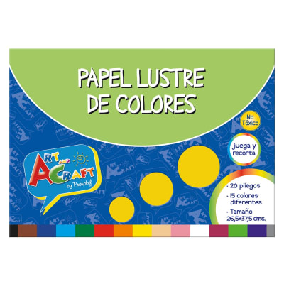 CARPETA C/PAPEL LUSTRE 20 HJS. 15 COLORES 26,5 X 37,5 CMS