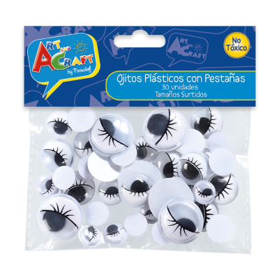 OJITOS PLASTICOS CON PESTA? SURTIDOS 30 PCS ART & CRAF