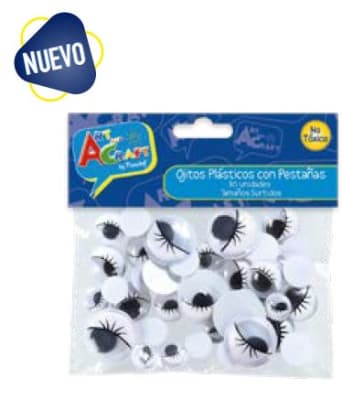 OJITOS PLASTICOS CON PESTA? SURTIDOS 30 PCS ART & CRAF