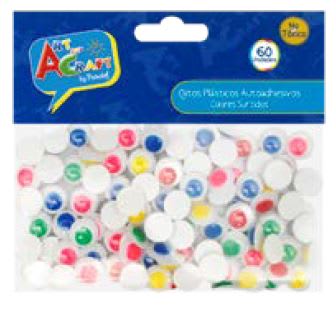 FIG. OJITOS PLASTICOS COLORES SURTIDOS 60 PCS 10MM ART & CRAF