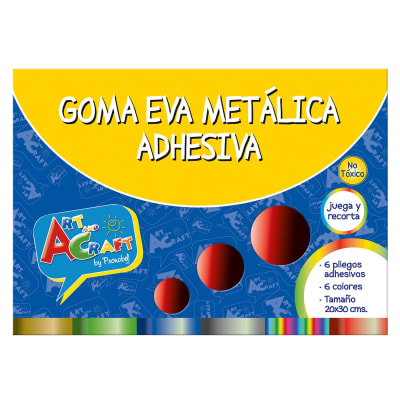 CARPETA C/PAPEL GOMA EVA METAL ADHESIVA  6 COL 6 PCS 20 X 30 CMS
