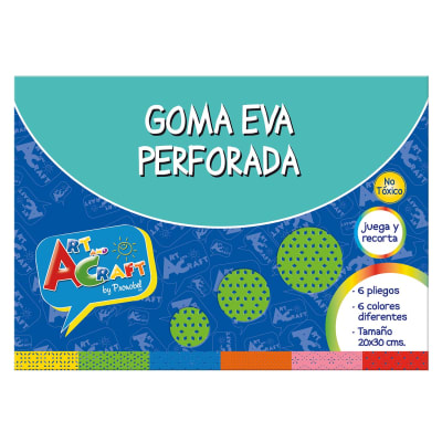 CARPETA C/PAPEL GOMA EVA PERFORADA  6 COL 6 PCS 20 X 30 CMS