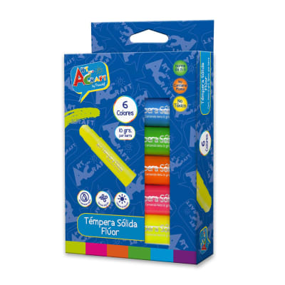 TEMPERA SOLIDA FLUOR 10 GRS 6 COLORES
