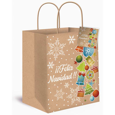 BOLSA REG.NAVIDAD KRAFT GRANDE 36X26x12CM. BOLSA REG.NAVIDAD KRAFT GRANDE 36X26x12CM.