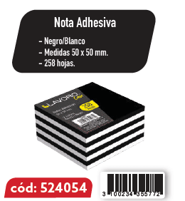 NOTA ADH 50X50MM 258H NEGRO/BLANCO