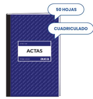 LIBRO ACTAS AUCA CUADRICULADO 50 HJS