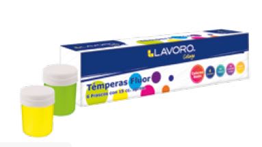 TEMPERA FLUOR 15ML 6 COLORES LAVORO