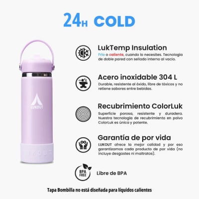 Botella Térmica Bombilla Ancha  591 ml Verde Pastel