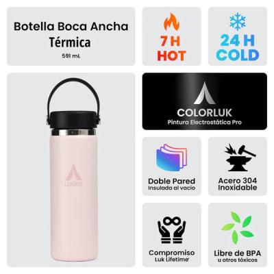 Botella Térmica Ancha 591 ml Rosado Pastel