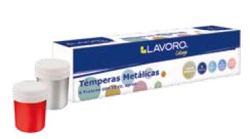 TEMPERA METALICA 15ML 6 COLORES LAVORO