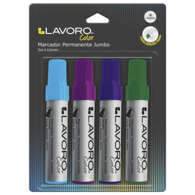 MARCADOR PERM. JUMBO 4 COL TRAD BLISTER