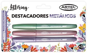 Bl. Destacador Artel Glitter/Metalico x3