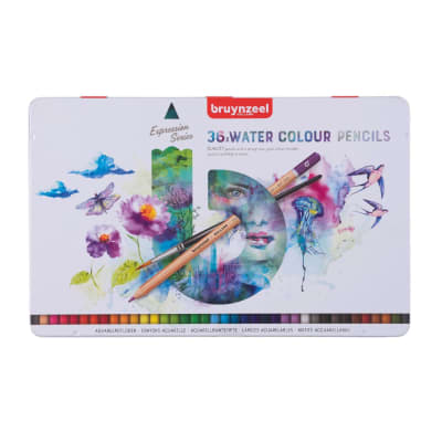 Lápices Acuarelables 36 Colores + Pincel Caja Metálica