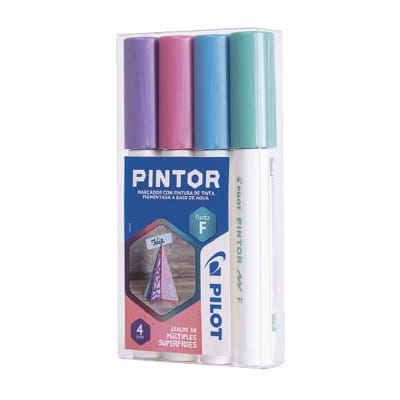 Set Pintor Extra Fino 4 Rosado Metalizado, Violeta Metalizado, Azul Metalizado, Verde Metalico