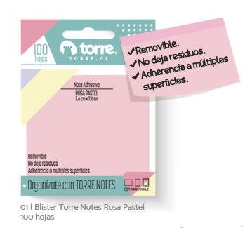 BL.TORRE NOTES ROSA PASTEL 7,6X7,6CM 100H