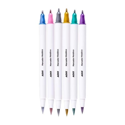Brush Pen/Punta Fina 6 Colores Metálico (049) ADIX