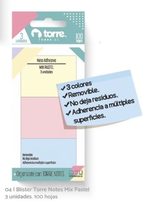 BL. TORRE NOTES MIX PASTEL 3 U  100H