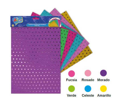 GOMA EVA APLICACIONES METALIC 20X30 CM. 2MM. 6 COL. BOLSA C/HEADER ART & CRAF