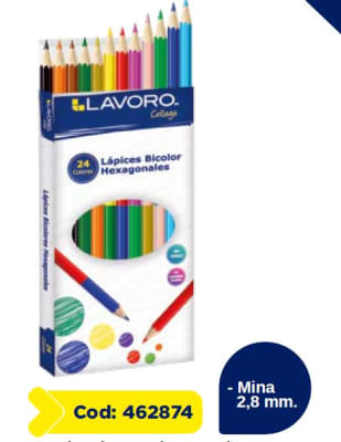 LAPICES DE COLORES 12 COL. LARGO BICOLOR 24 COL LAVORO