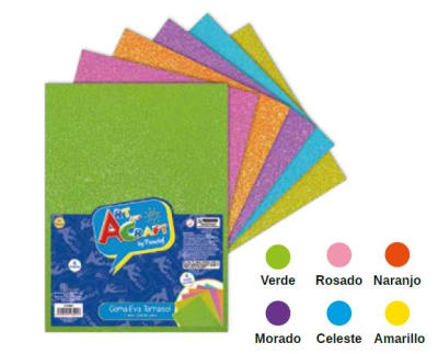 GOMA EVA TORNASOL 20X30 CM. 2MM. 6 COL. BOLSA C/HEADER ART & CRAF