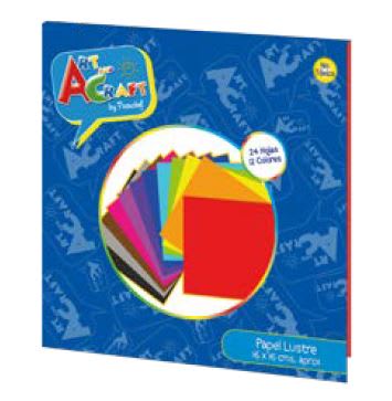 PAPEL LUSTRE 16 X 16 CMS 24 HOJAS 12 COLORES ART & CRAF