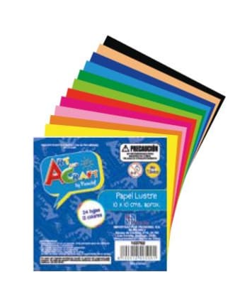 PAPEL LUSTRE 9,5X9,5 CM. COL/SURTIDO PAQ. 24 UN. 