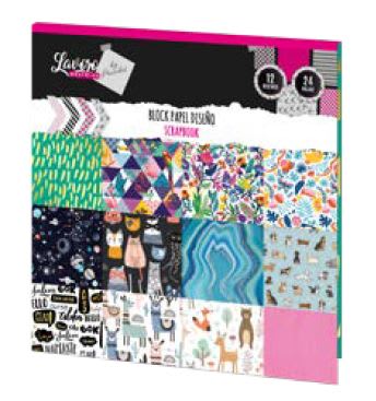 BLOCK PAPEL DISEÑO SCRAPBOOK 24 HJS 12 DISEÑOS 15 X 15 CMS