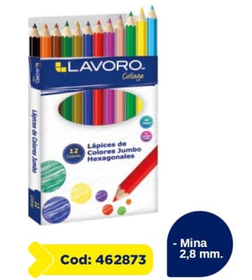 LAPICES DE COL. 12 COL. JUMBO HEXAG LAVORO
